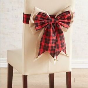 Set of 4 Pier 1 Plaid Holiday Chair Bow